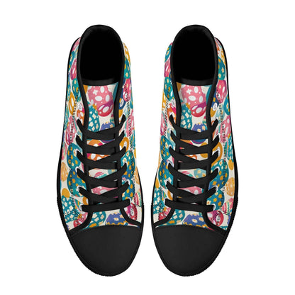 Festive Egg Women's High Top Canvas Shoes - DeRose Seasonal