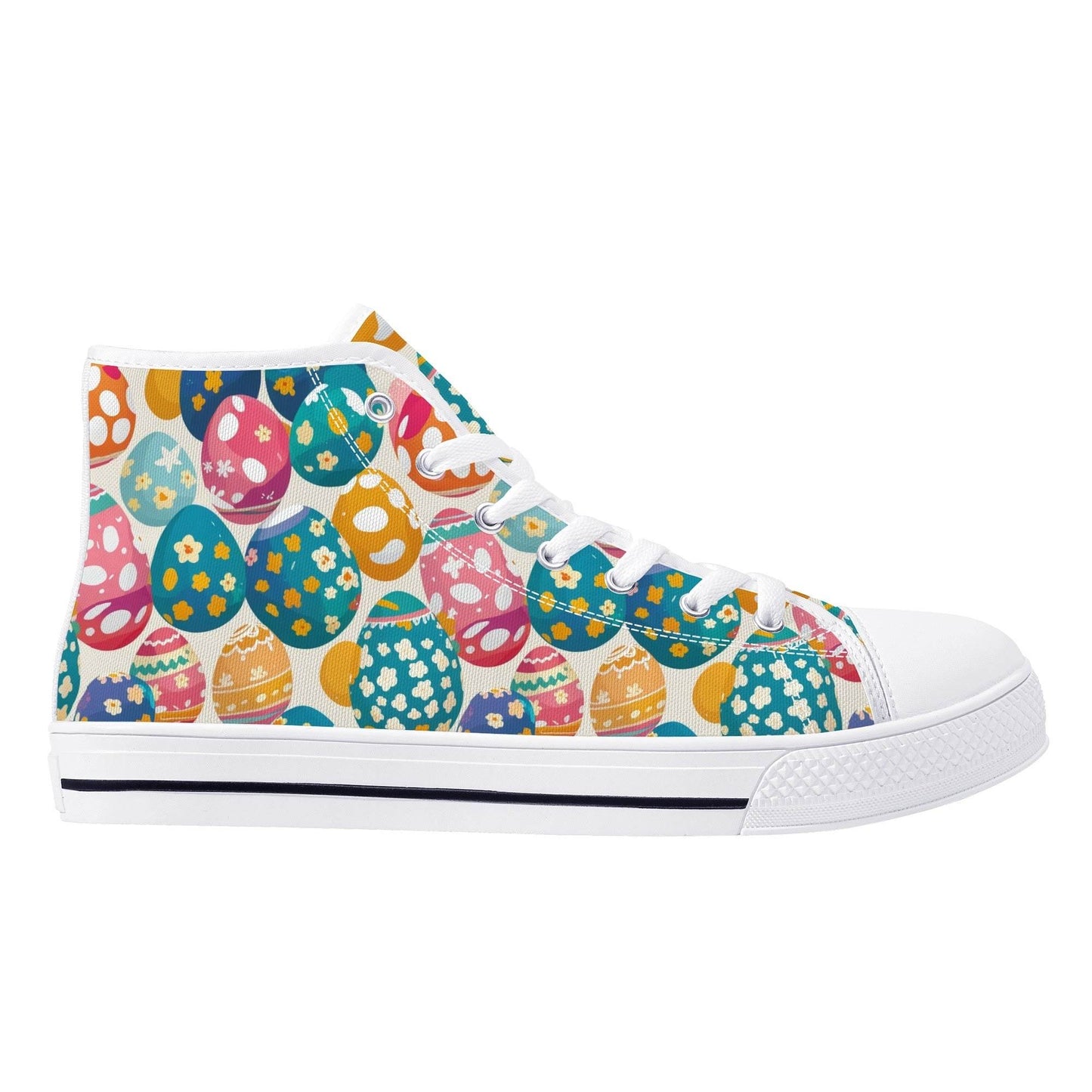 Festive Egg Women's High Top Canvas Shoes - DeRose Seasonal