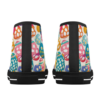 Festive Egg Women's High Top Canvas Shoes - DeRose Seasonal