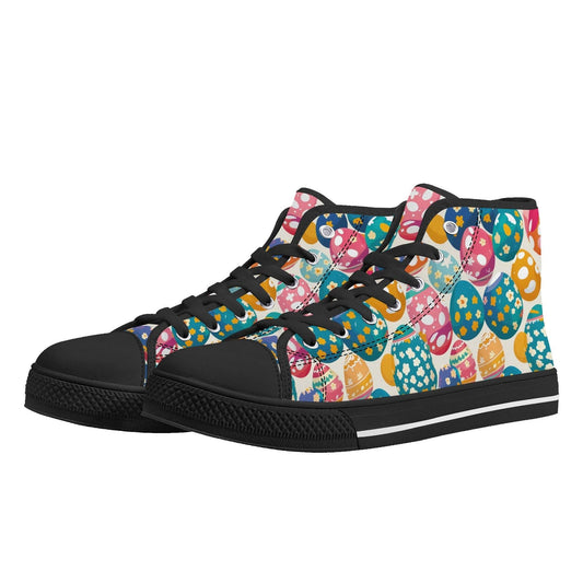 Festive Egg Women's High Top Canvas Shoes - DeRose Seasonal
