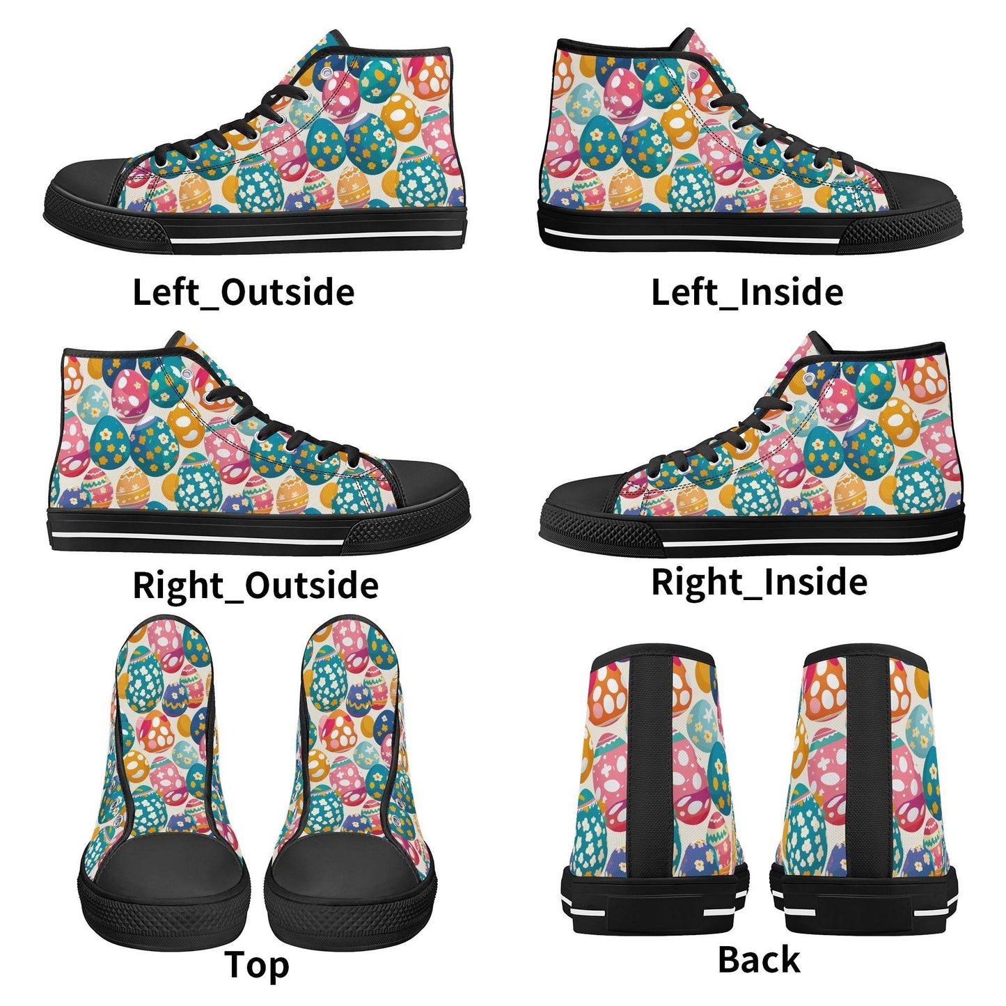 Festive Egg Women's High Top Canvas Shoes - DeRose Seasonal