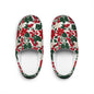 Festive Red and White Poinsettia Flower Men's Indoor Slippers - Cozy Holiday Footwear - DeRose Seasonal