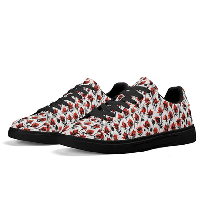 Floral Fire Adult Lightweight Brand Low Top Leather Shoes - DeRose Seasonal