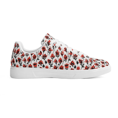 Floral Fire Adult Lightweight Brand Low Top Leather Shoes - DeRose Seasonal