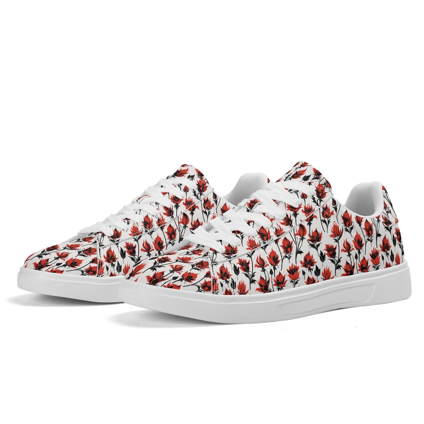 Floral Fire Adult Lightweight Brand Low Top Leather Shoes - DeRose Seasonal