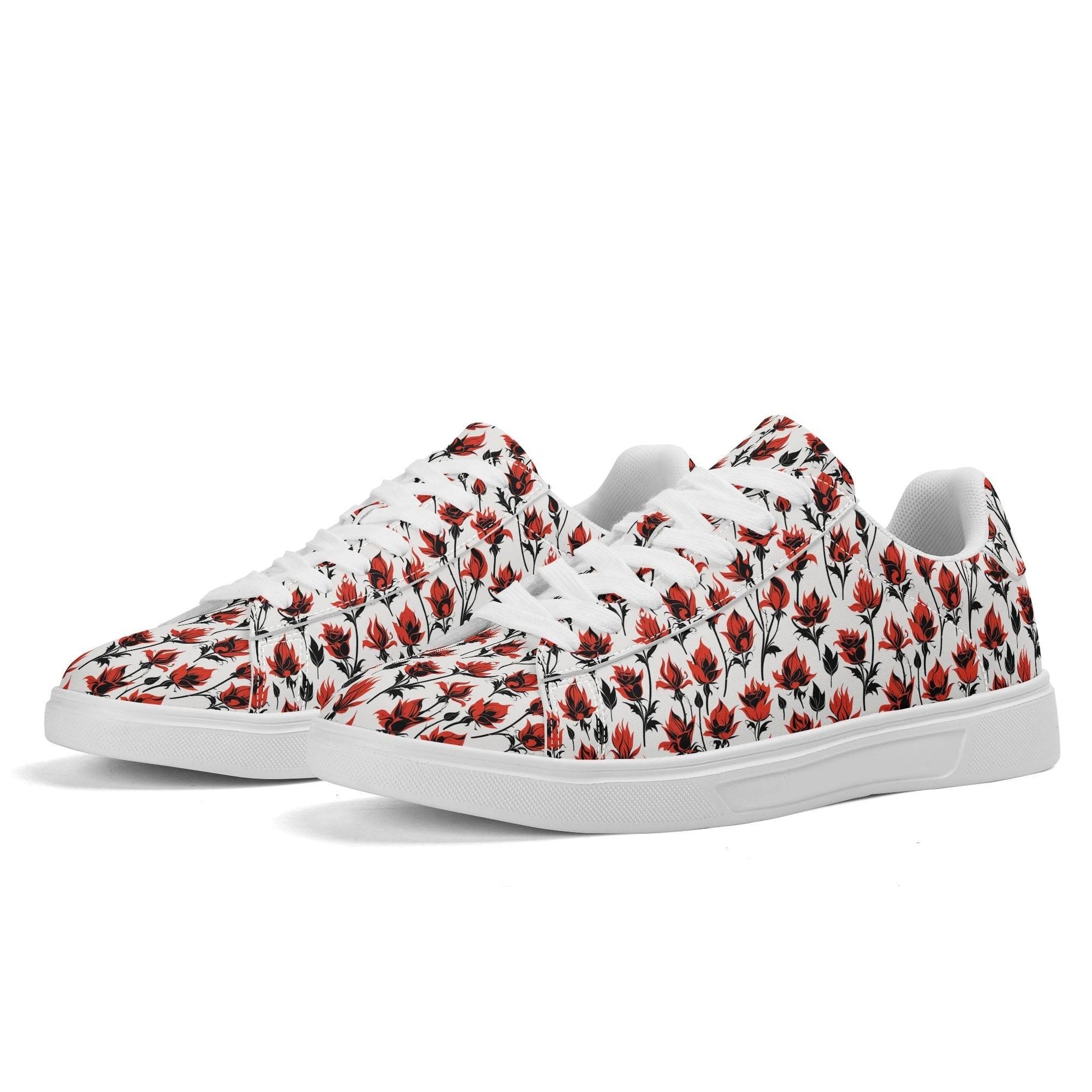 Floral Fire Adult Lightweight Brand Low Top Leather Shoes - DeRose Seasonal