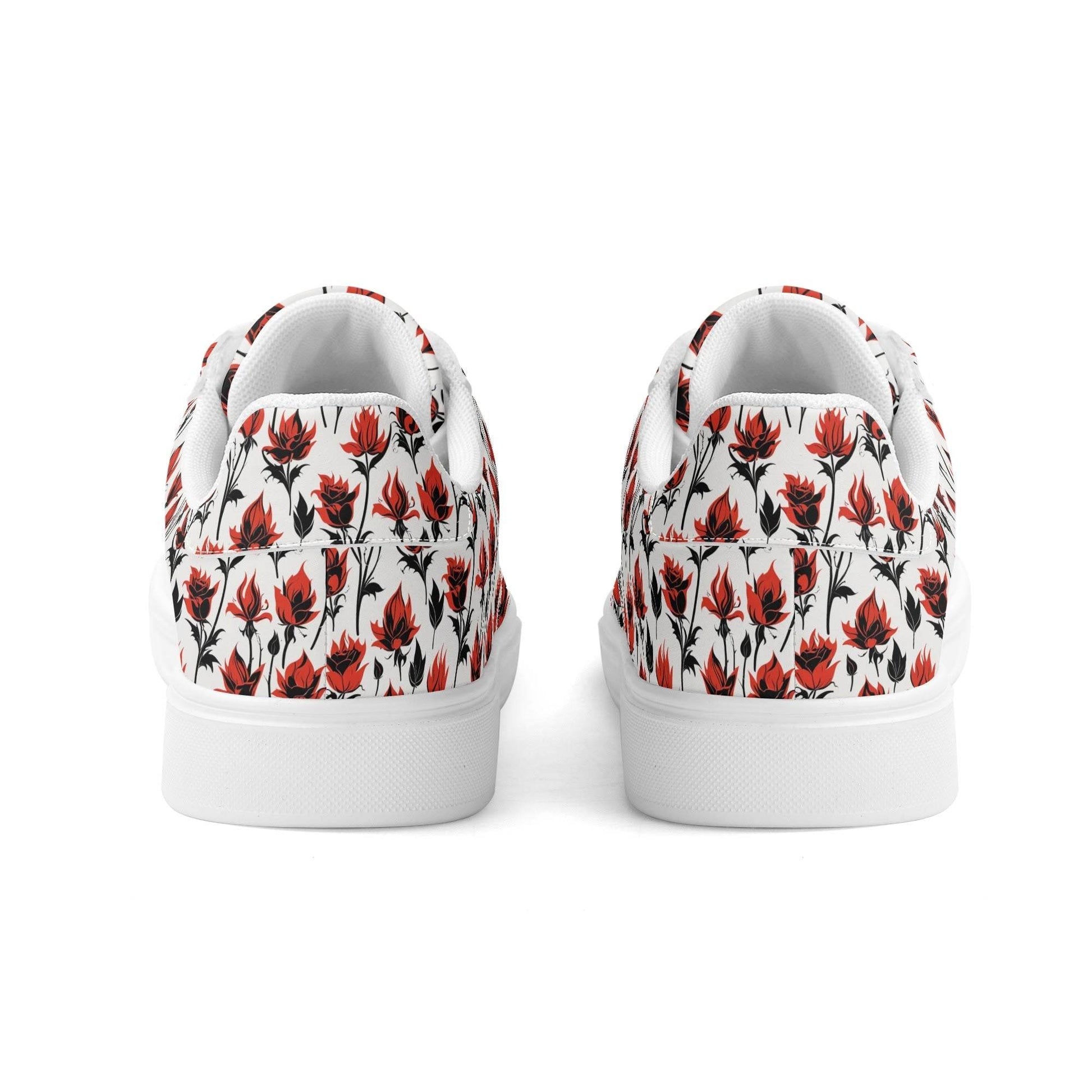 Floral Fire Adult Lightweight Brand Low Top Leather Shoes - DeRose Seasonal