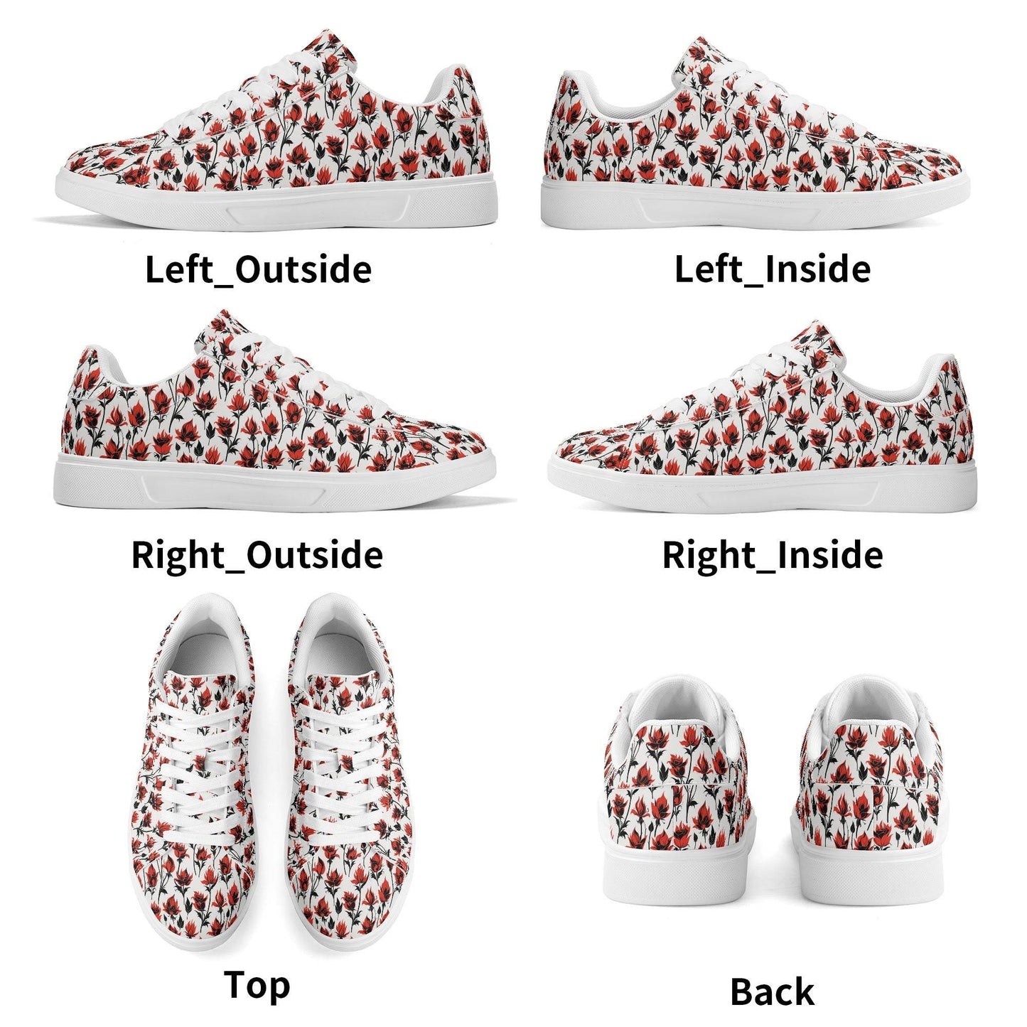 Floral Fire Adult Lightweight Brand Low Top Leather Shoes - DeRose Seasonal