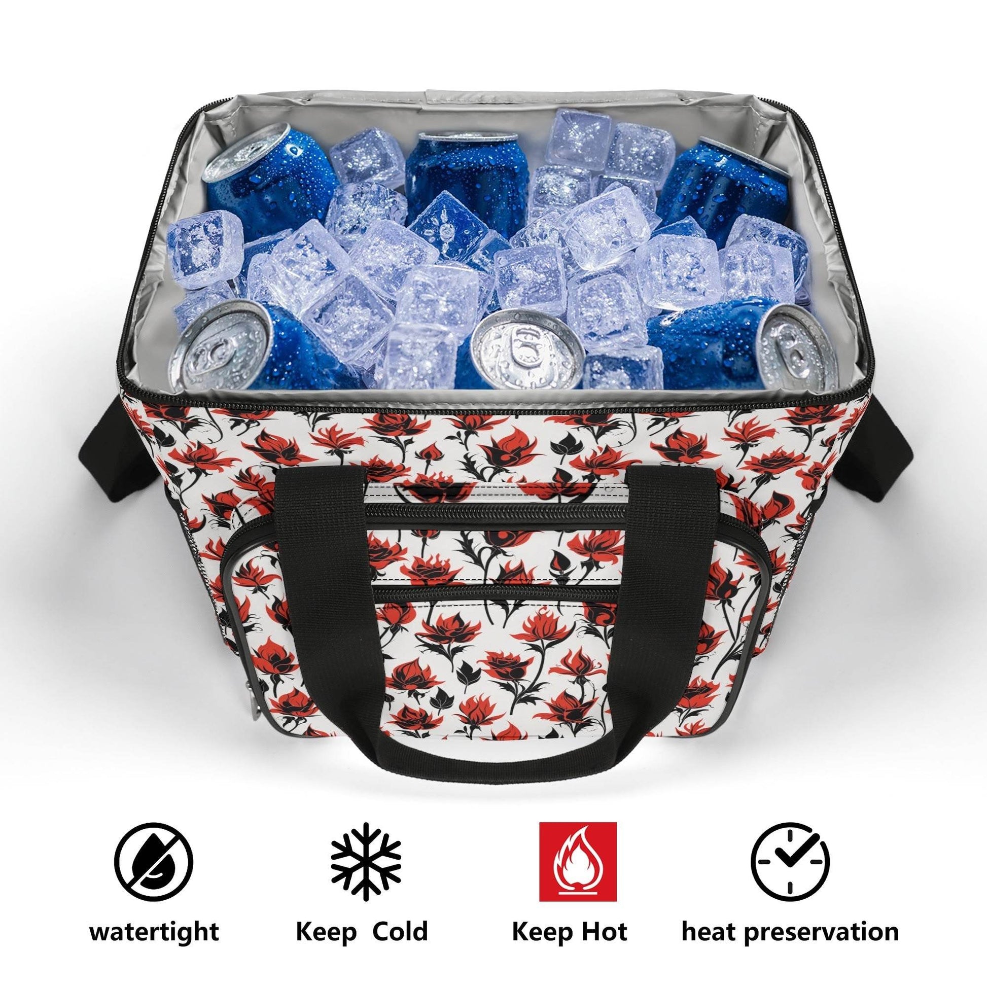 Floral Fire Insulated Leakproof Cooler Bag Lunch Box - DeRose Seasonal