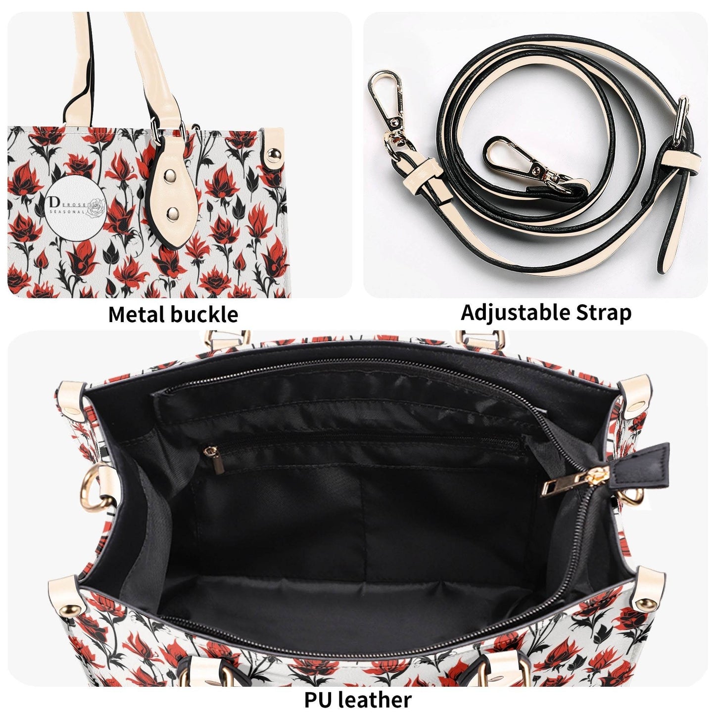 Floral Fire Luxury Women's Leather Handbag - DeRose Seasonal
