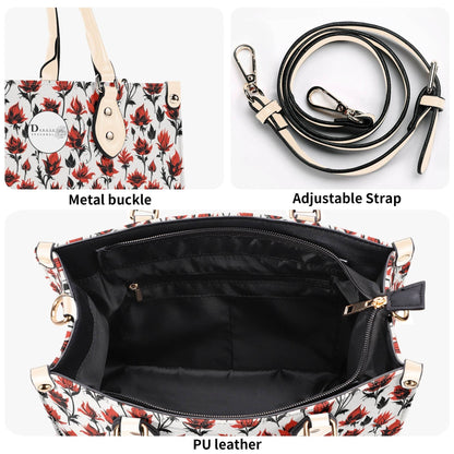 Floral Fire Luxury Women's Leather Handbag - DeRose Seasonal