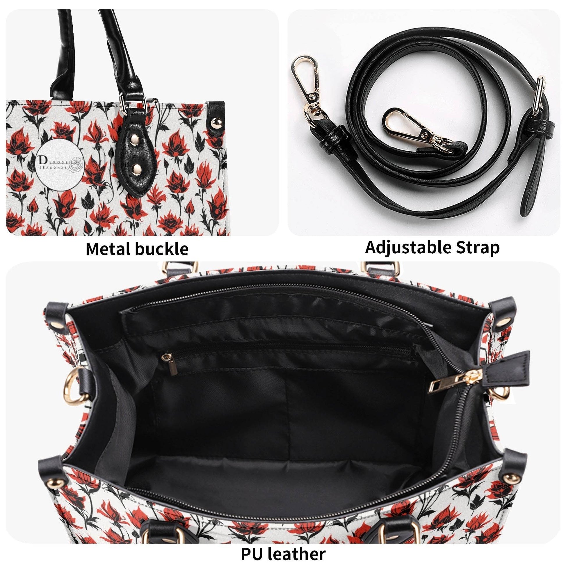 Floral Fire Luxury Women's Leather Handbag - DeRose Seasonal