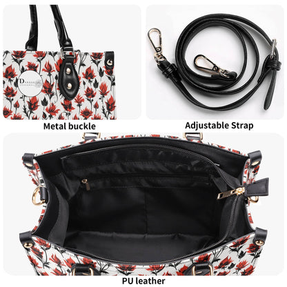 Floral Fire Luxury Women's Leather Handbag - DeRose Seasonal