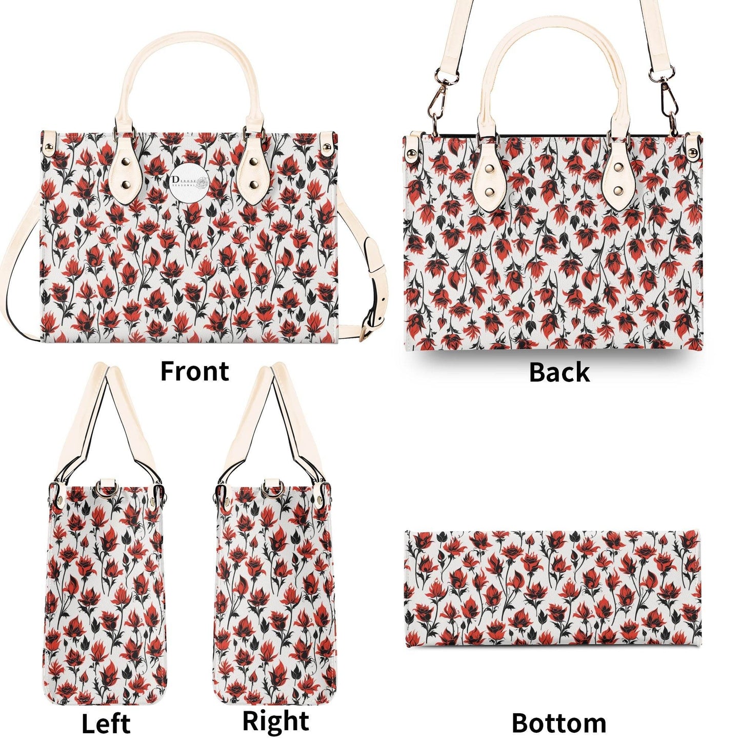 Floral Fire Luxury Women's Leather Handbag - DeRose Seasonal