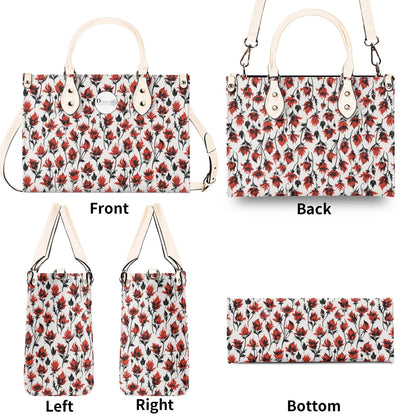 Floral Fire Luxury Women's Leather Handbag - DeRose Seasonal