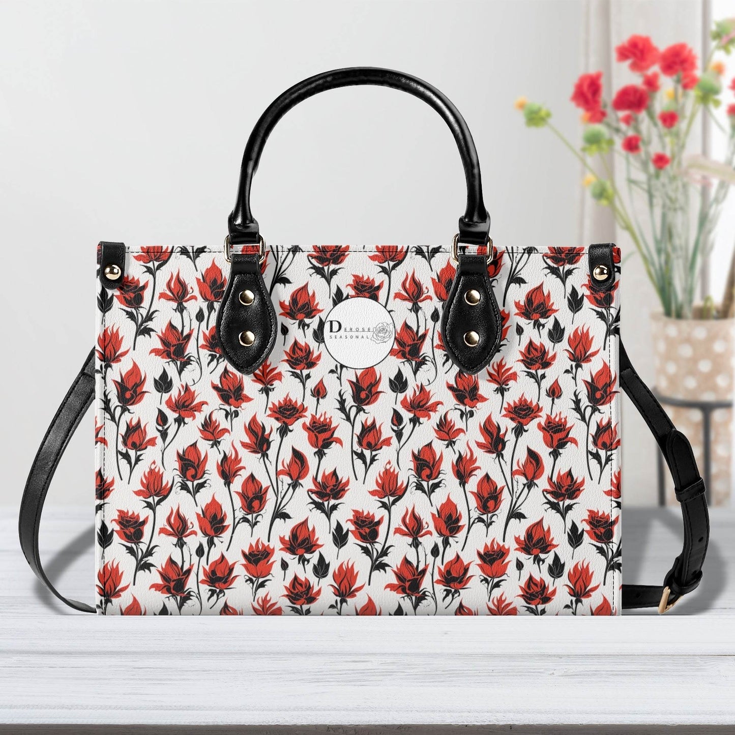 Floral Fire Luxury Women's Leather Handbag - DeRose Seasonal