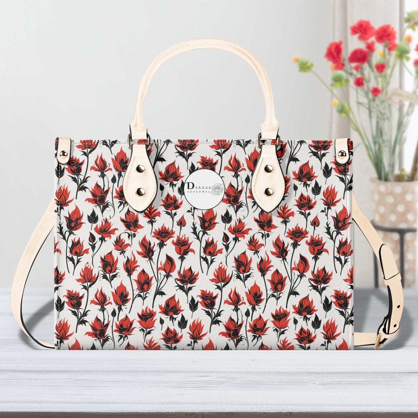 Floral Fire Luxury Women's Leather Handbag - DeRose Seasonal