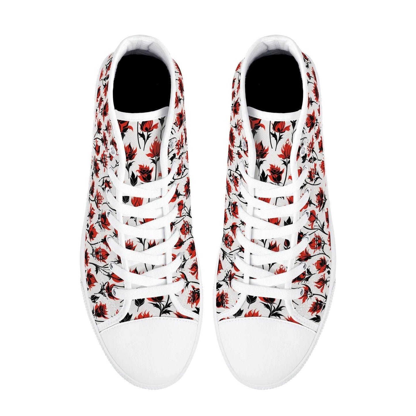Floral Fire Rose Men's High Top Canvas Shoes - DeRose Seasonal