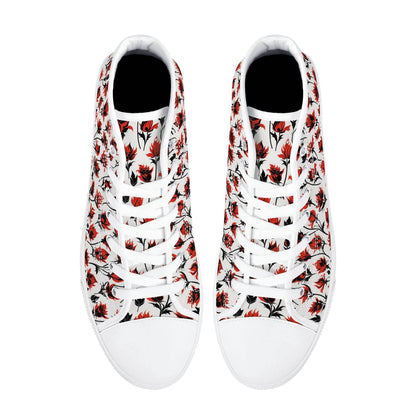 Floral Fire Rose Men's High Top Canvas Shoes - DeRose Seasonal