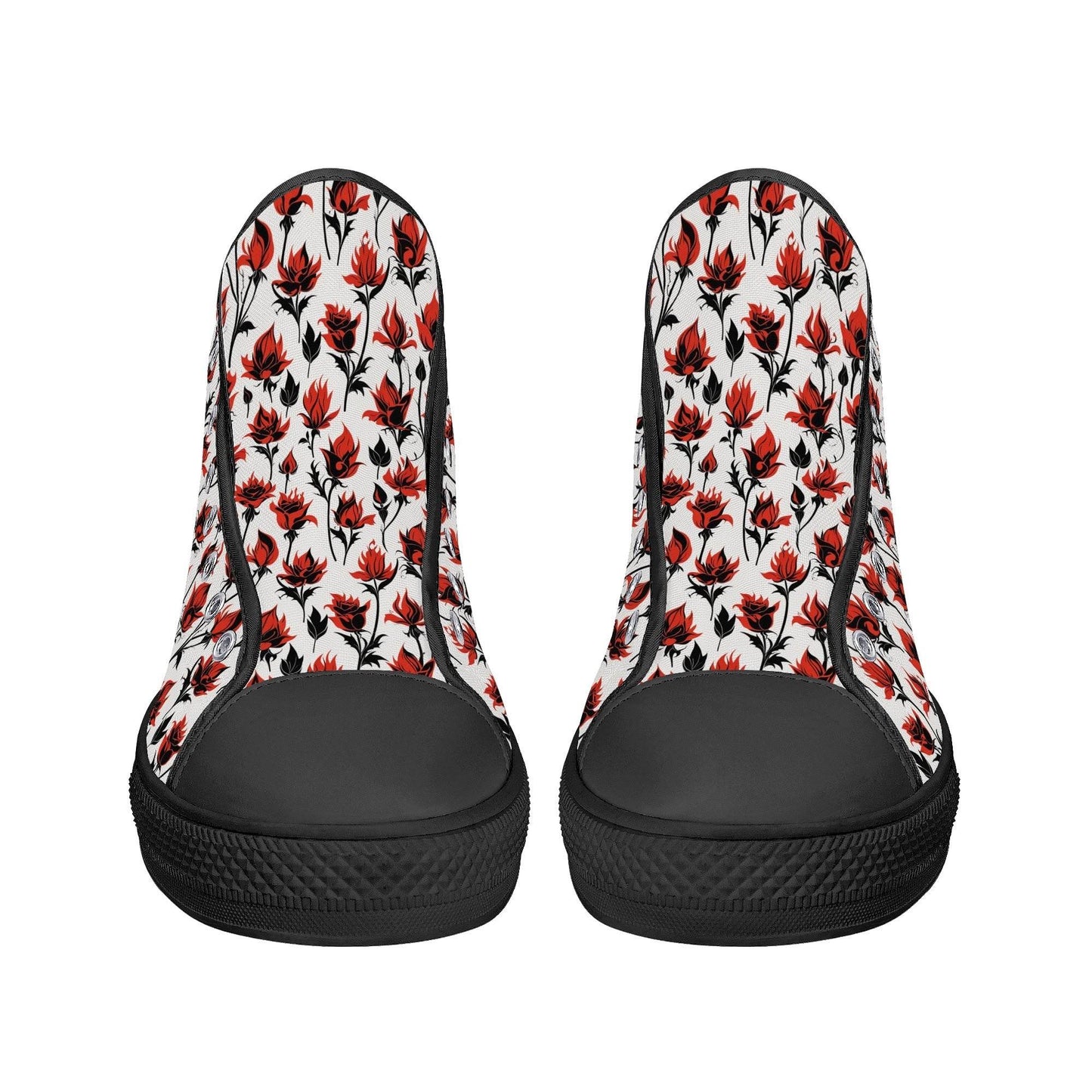 Floral Fire Rose Men's High Top Canvas Shoes - DeRose Seasonal