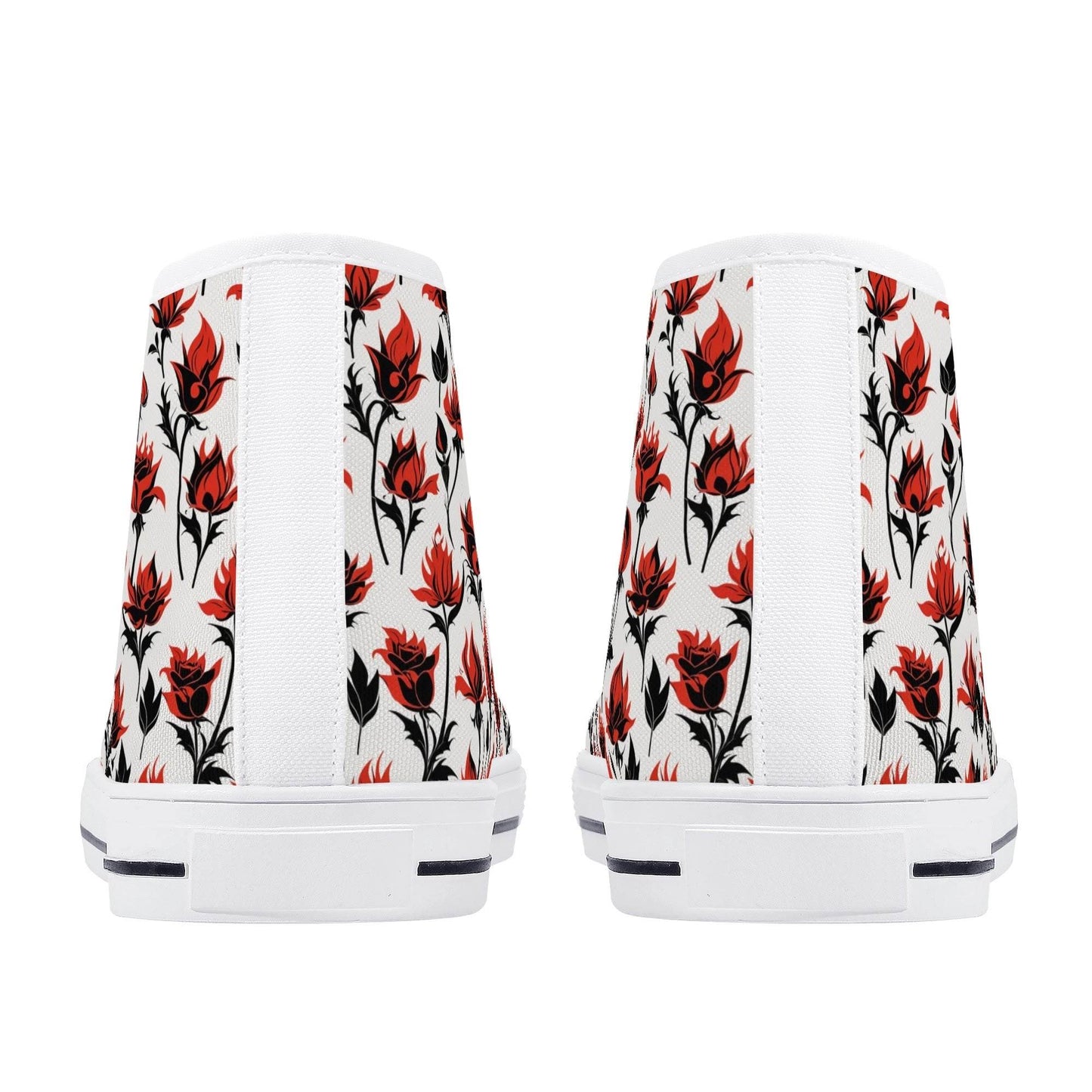 Floral Fire Rose Men's High Top Canvas Shoes - DeRose Seasonal