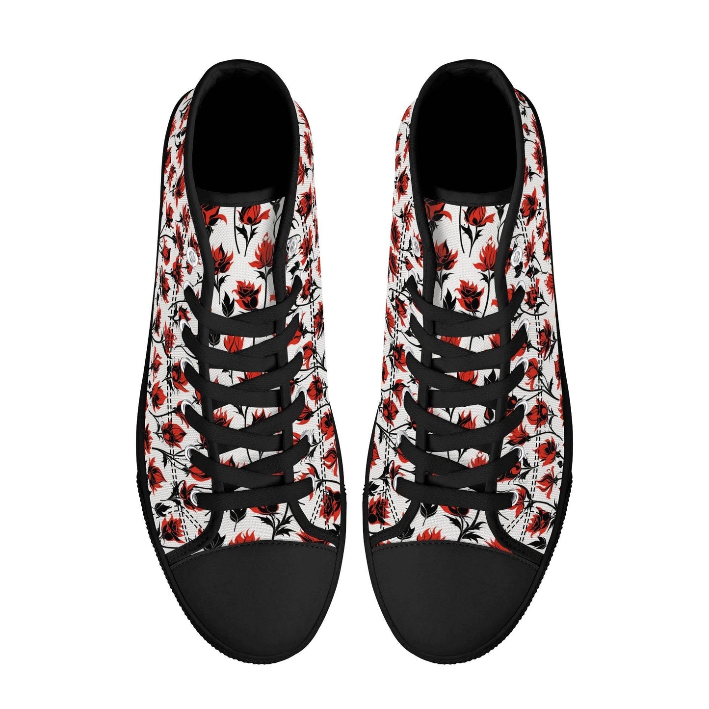 Floral Fire Rose Men's High Top Canvas Shoes - DeRose Seasonal
