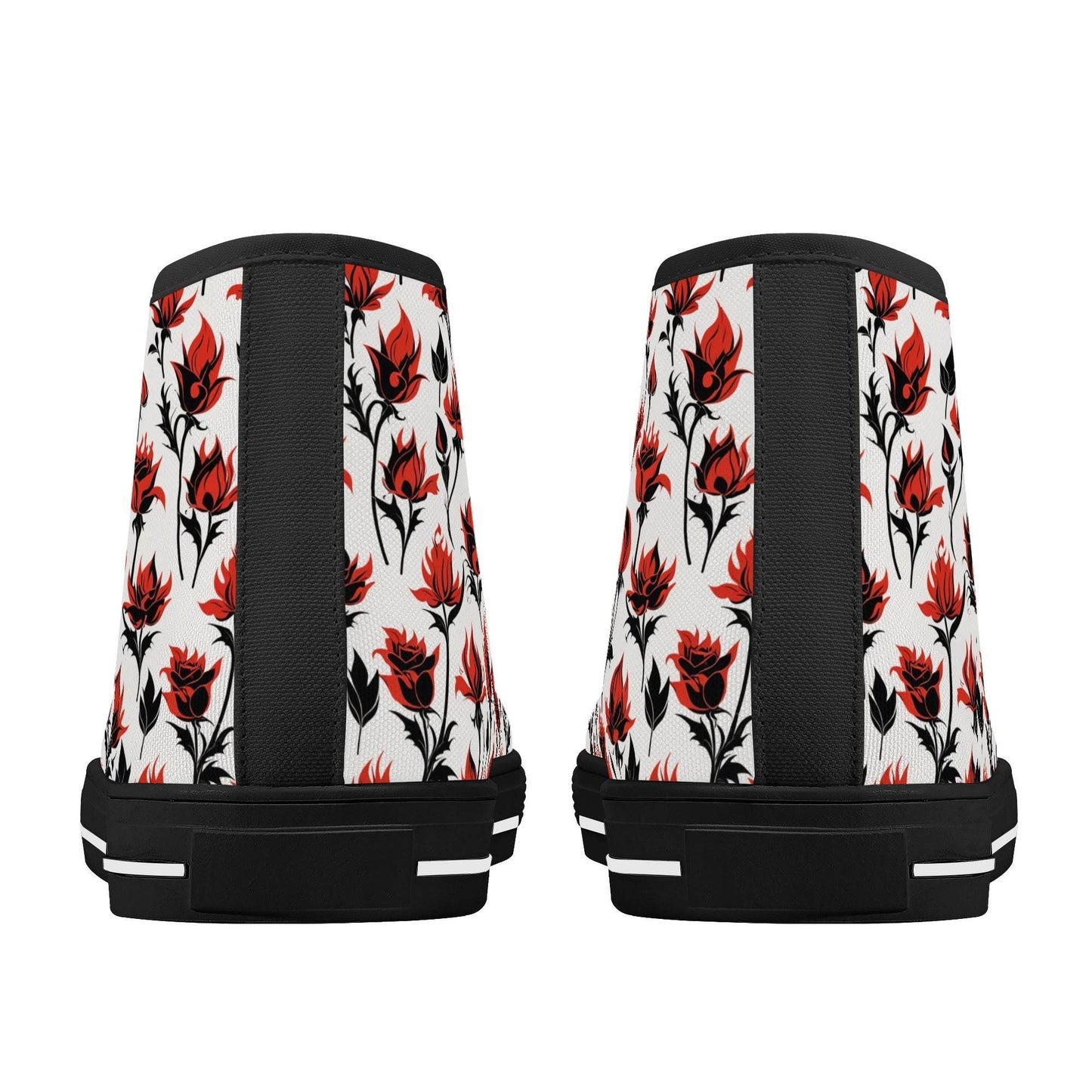 Floral Fire Rose Men's High Top Canvas Shoes - DeRose Seasonal