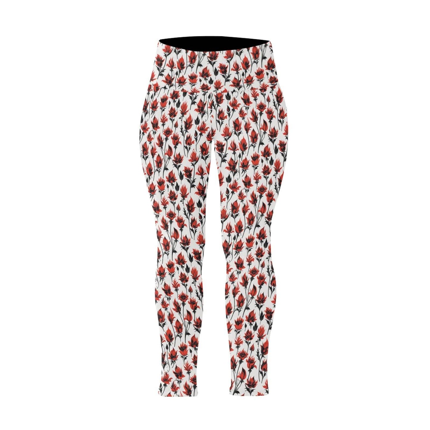 Floral Fire Women's Plus Size High Waited Leggings Women's High Waist Leggings(Plus Size)(ModelL45) - DeRose Seasonal