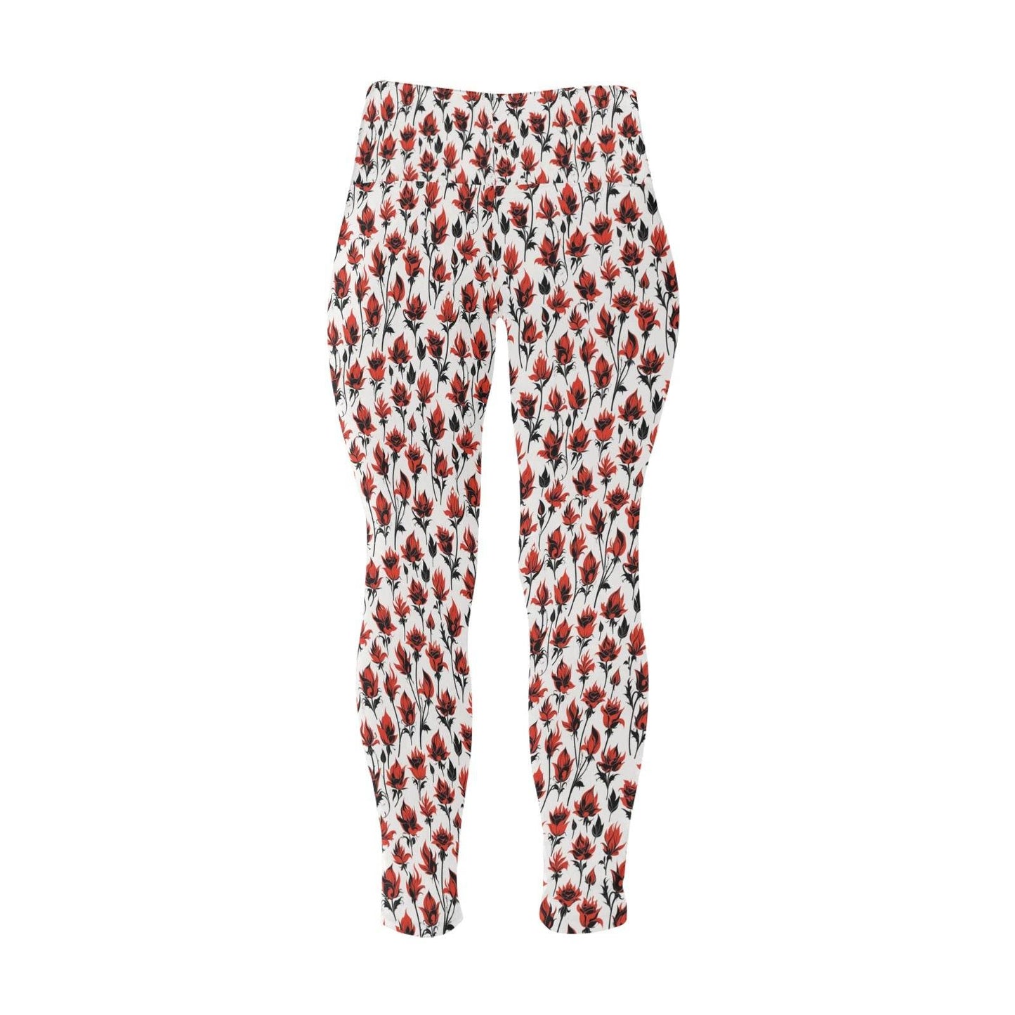 Floral Fire Women's Plus Size High Waited Leggings Women's High Waist Leggings(Plus Size)(ModelL45) - DeRose Seasonal