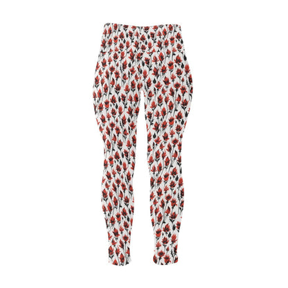 Floral Fire Women's Plus Size High Waited Leggings Women's High Waist Leggings(Plus Size)(ModelL45) - DeRose Seasonal