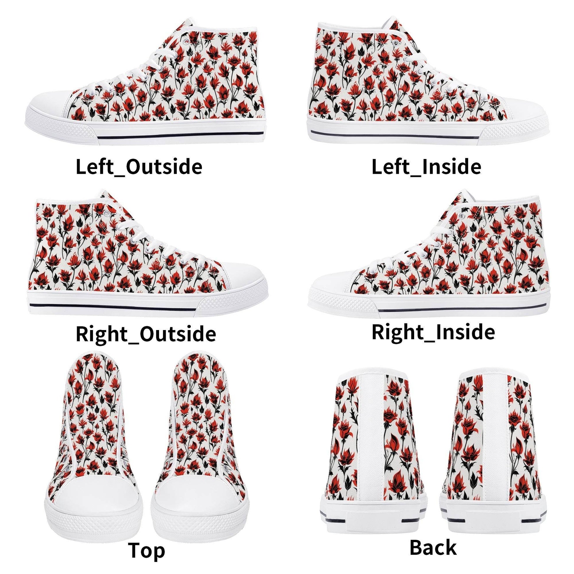 Floral Fire Women's High Top Canvas Shoes - DeRose Seasonal