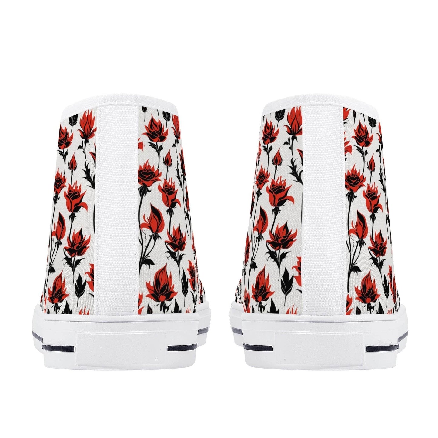 Floral Fire Women's High Top Canvas Shoes - DeRose Seasonal