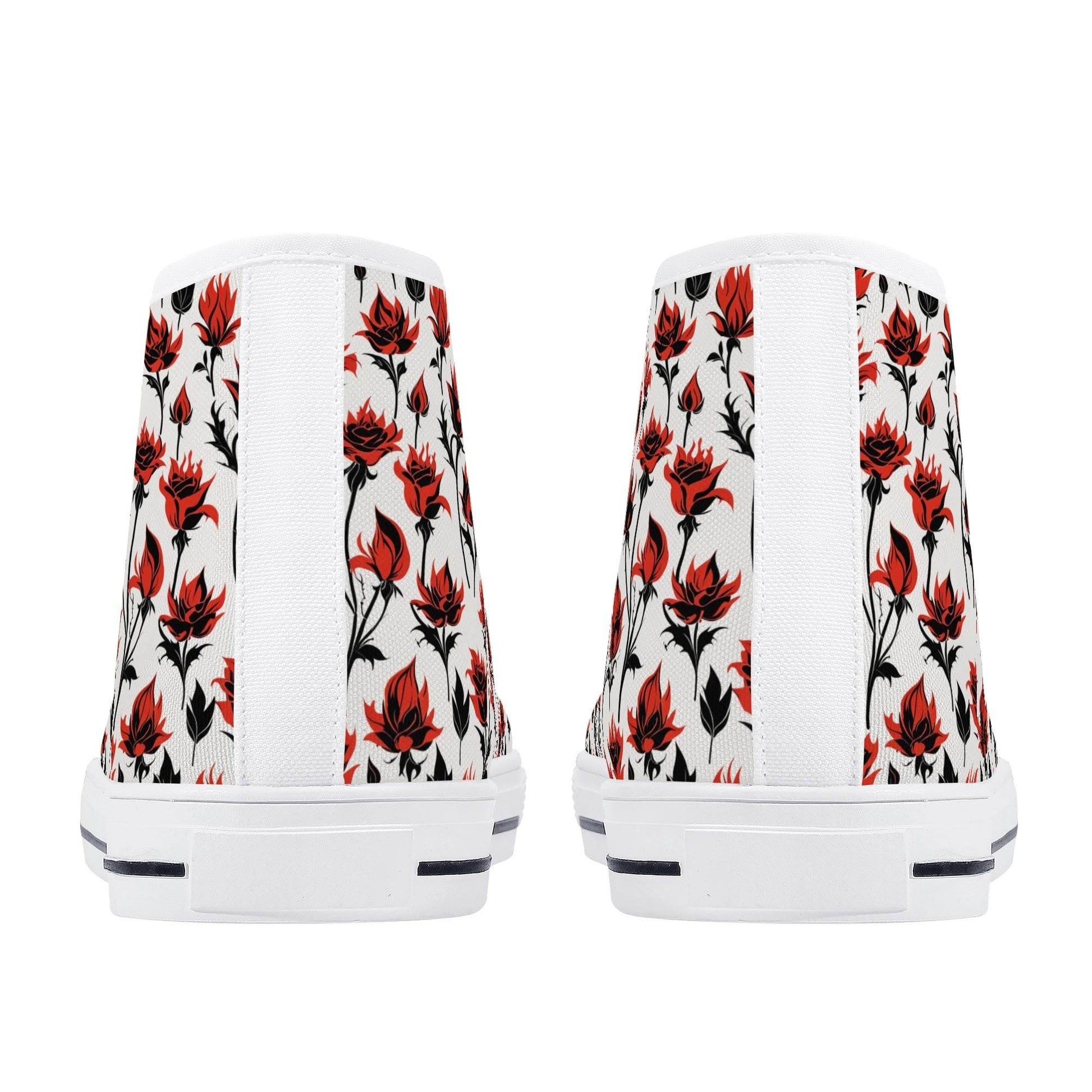 Floral Fire Women's High Top Canvas Shoes - DeRose Seasonal