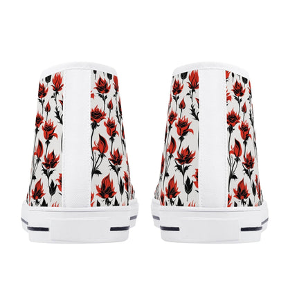 Floral Fire Women's High Top Canvas Shoes - DeRose Seasonal