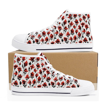 Floral Fire Women's High Top Canvas Shoes - DeRose Seasonal