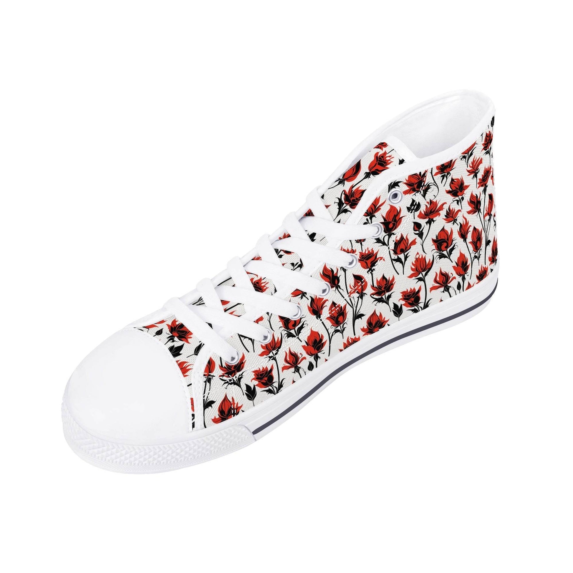 Floral Fire Women's High Top Canvas Shoes - DeRose Seasonal