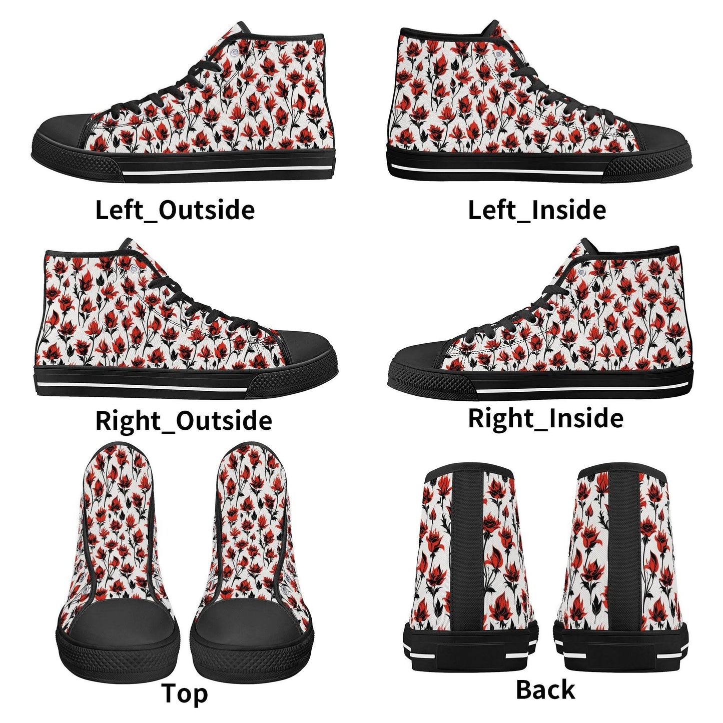 Floral Fire Women's High Top Canvas Shoes - DeRose Seasonal