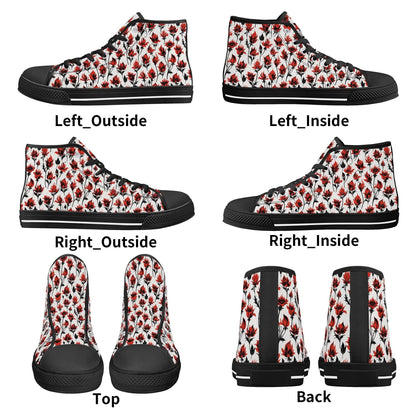 Floral Fire Women's High Top Canvas Shoes - DeRose Seasonal