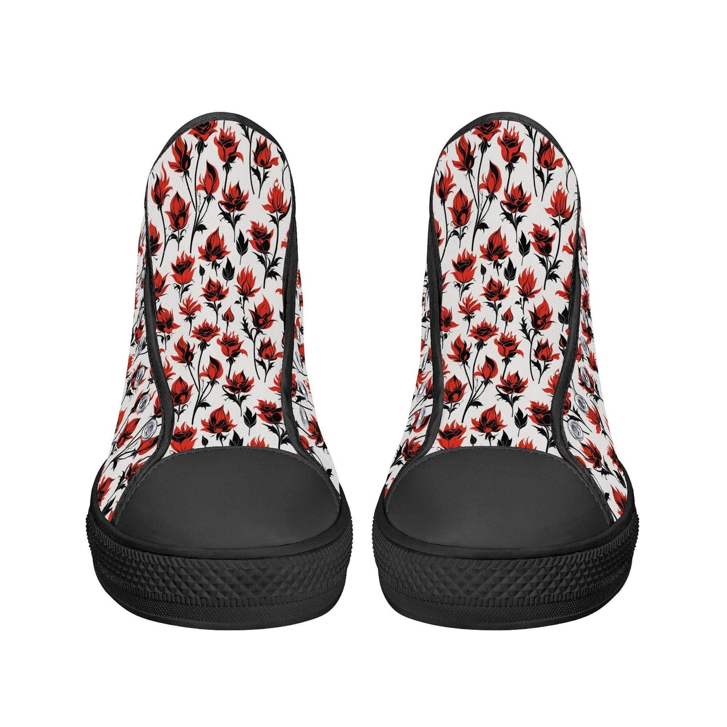 Floral Fire Women's High Top Canvas Shoes - DeRose Seasonal