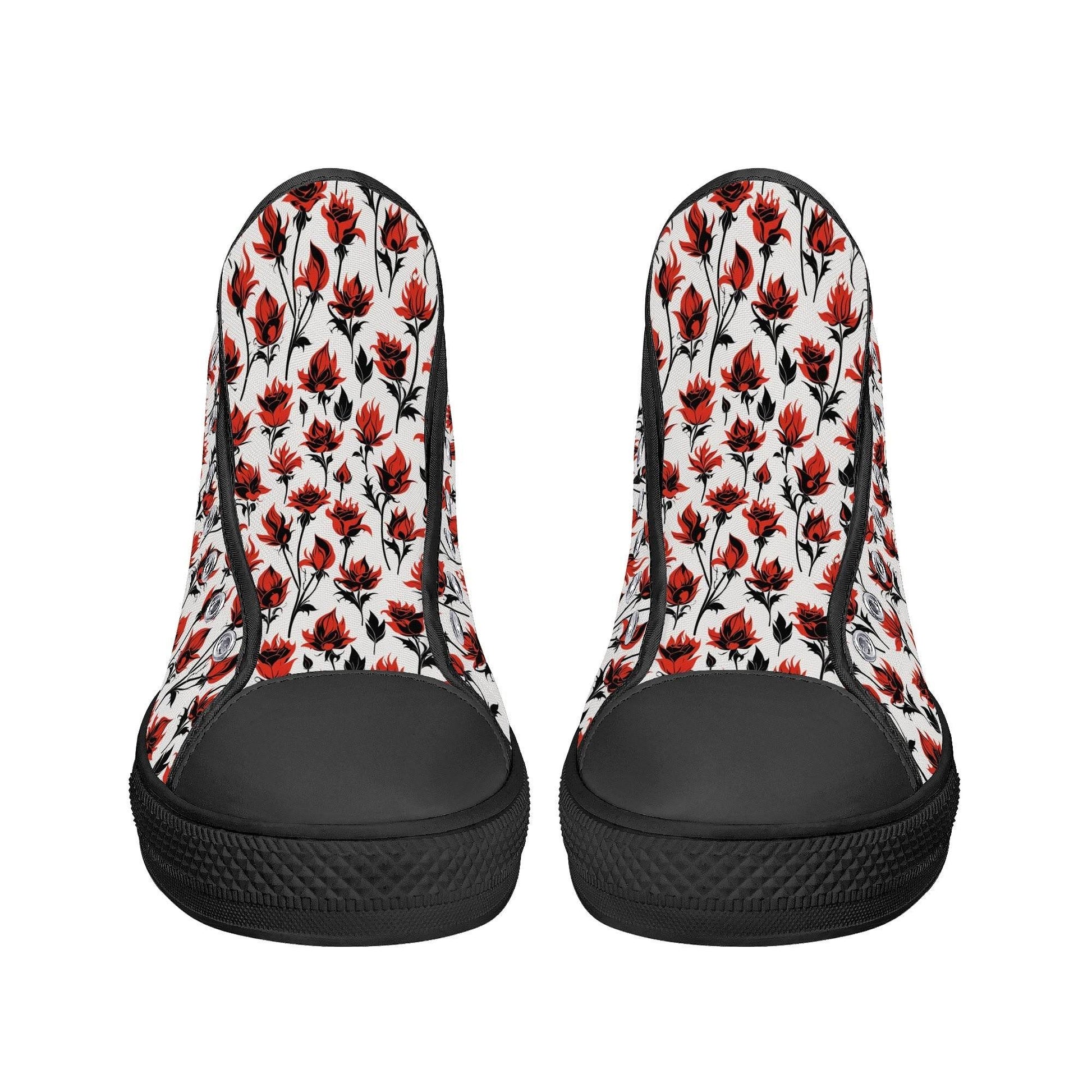 Floral Fire Women's High Top Canvas Shoes - DeRose Seasonal
