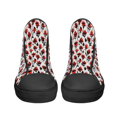 Floral Fire Women's High Top Canvas Shoes - DeRose Seasonal