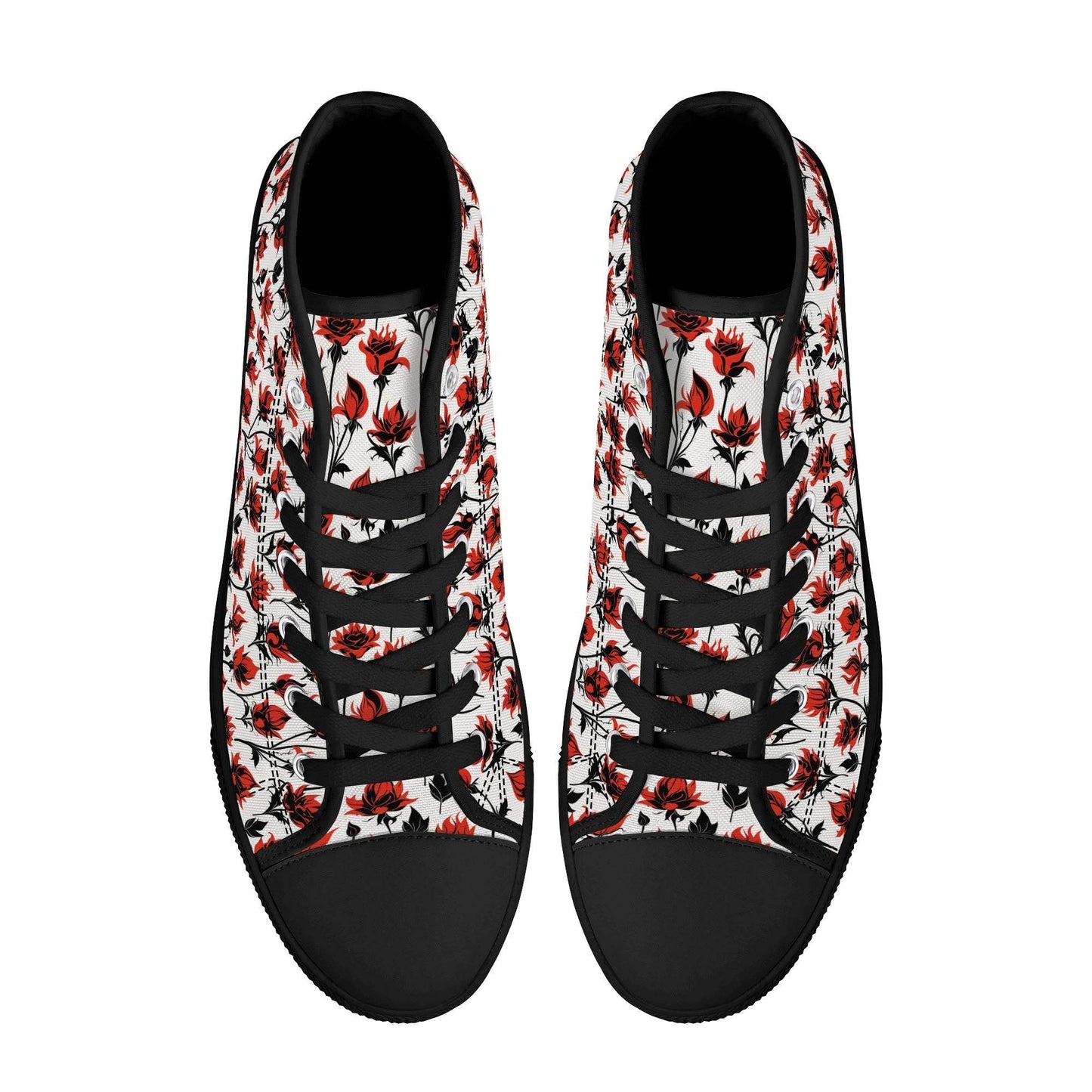 Floral Fire Women's High Top Canvas Shoes - DeRose Seasonal