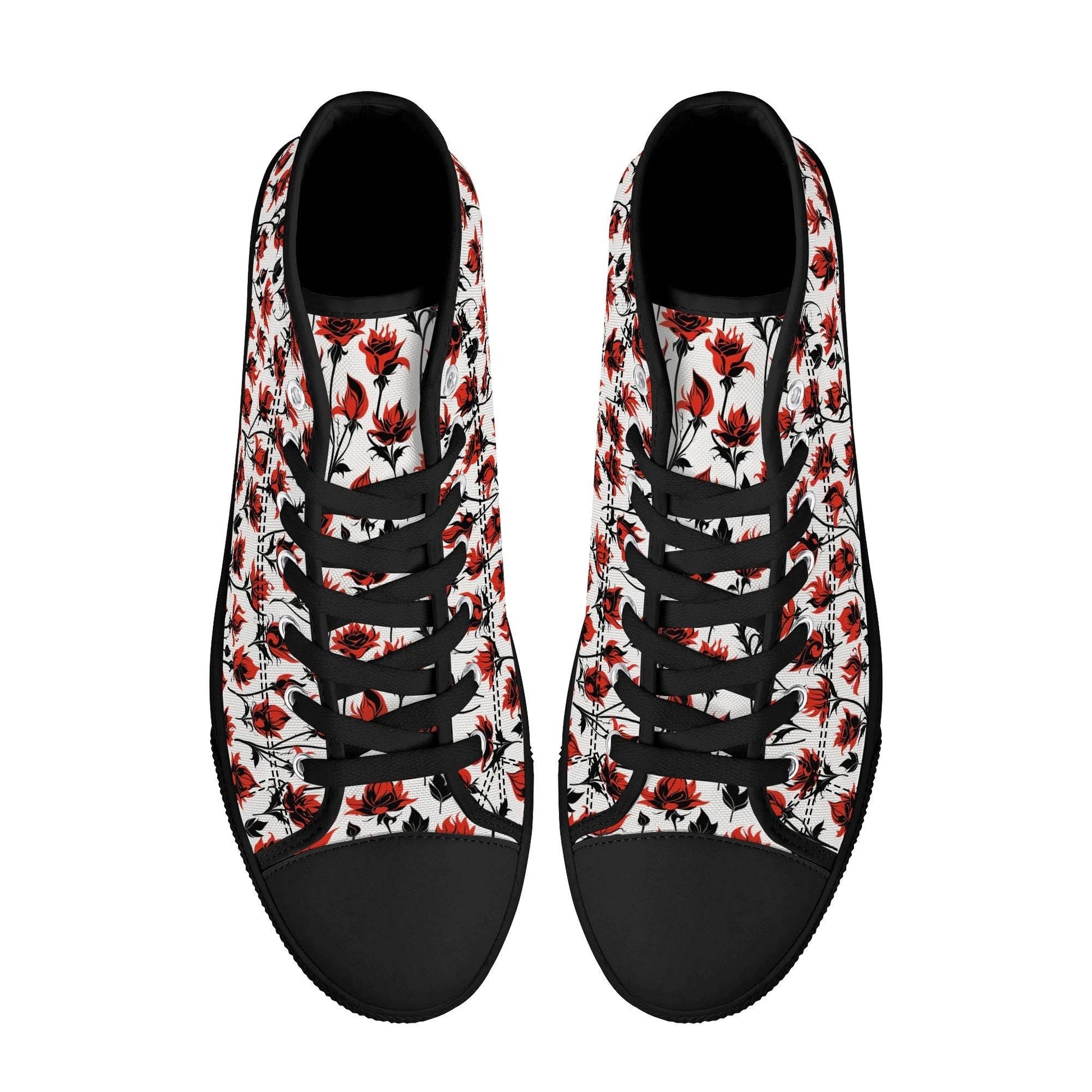 Floral Fire Women's High Top Canvas Shoes - DeRose Seasonal