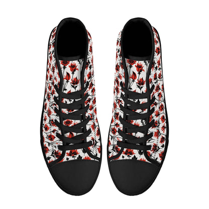 Floral Fire Women's High Top Canvas Shoes - DeRose Seasonal
