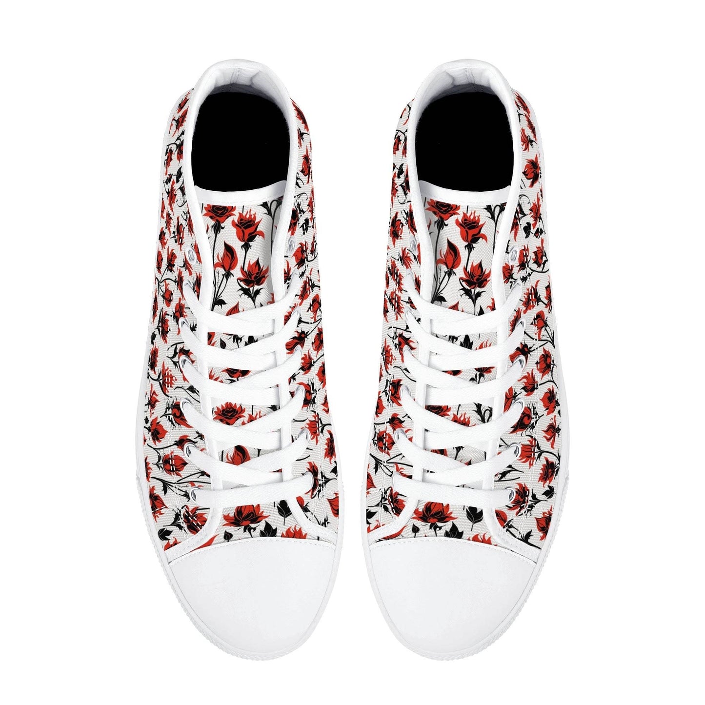Floral Fire Women's High Top Canvas Shoes - DeRose Seasonal