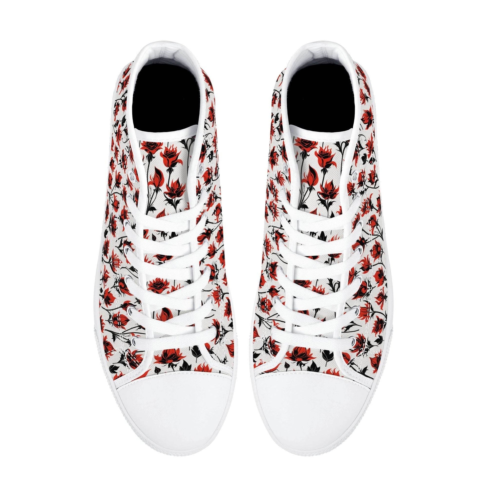 Floral Fire Women's High Top Canvas Shoes - DeRose Seasonal