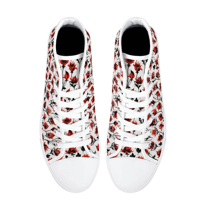 Floral Fire Women's High Top Canvas Shoes - DeRose Seasonal