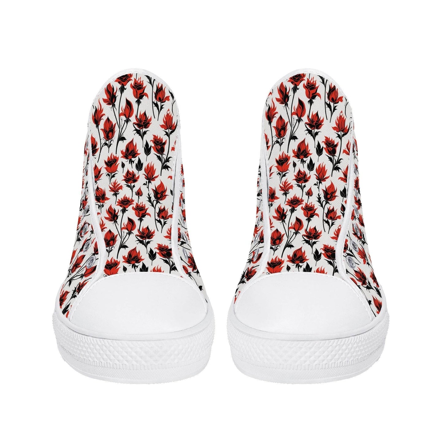 Floral Fire Women's High Top Canvas Shoes - DeRose Seasonal