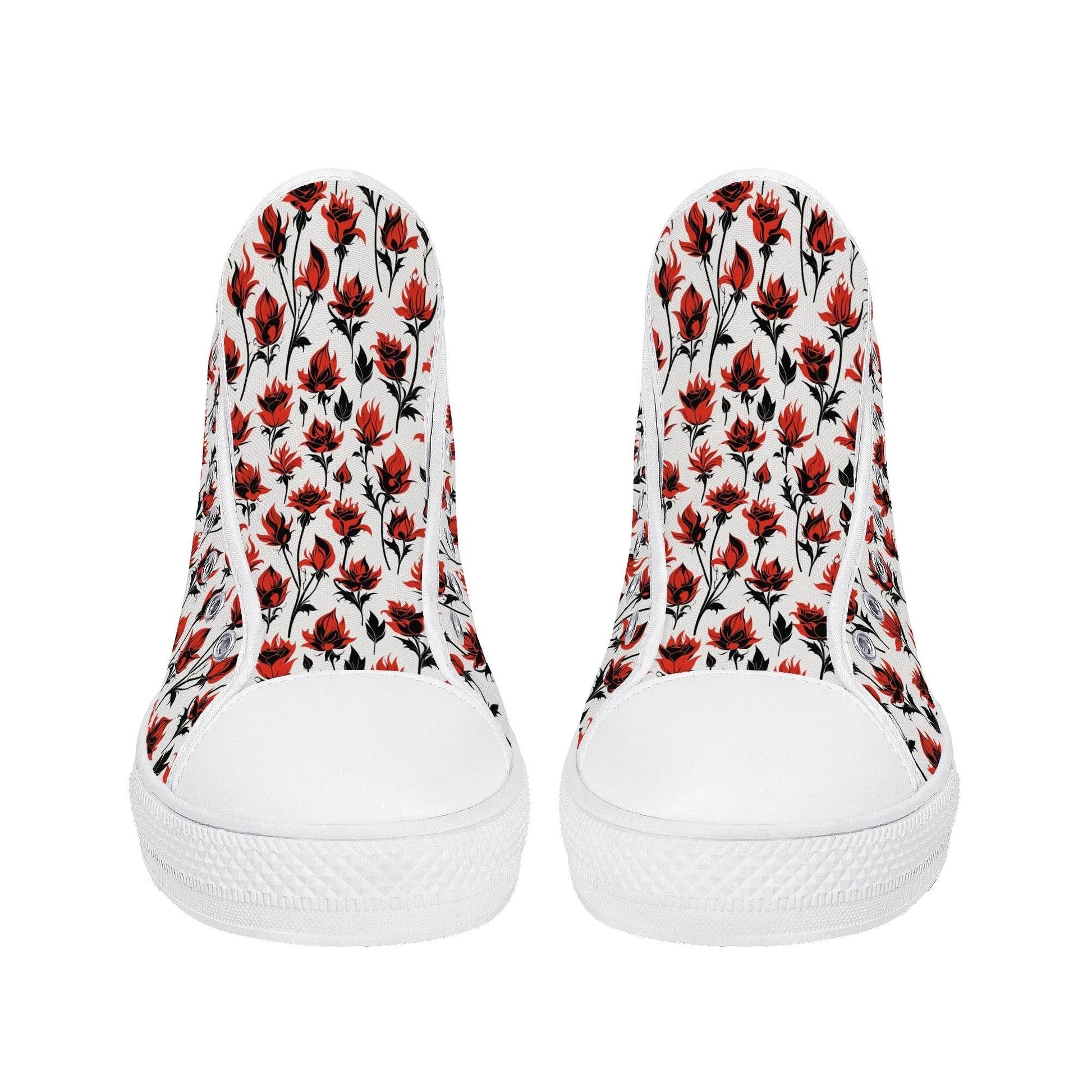 Floral Fire Women's High Top Canvas Shoes - DeRose Seasonal