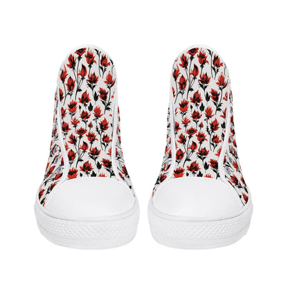 Floral Fire Women's High Top Canvas Shoes - DeRose Seasonal